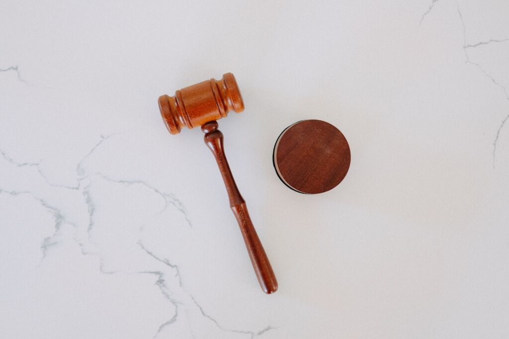 gavel on marble counter