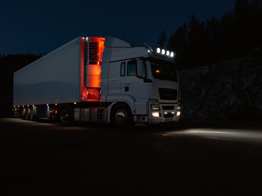 18-wheeler driving at night