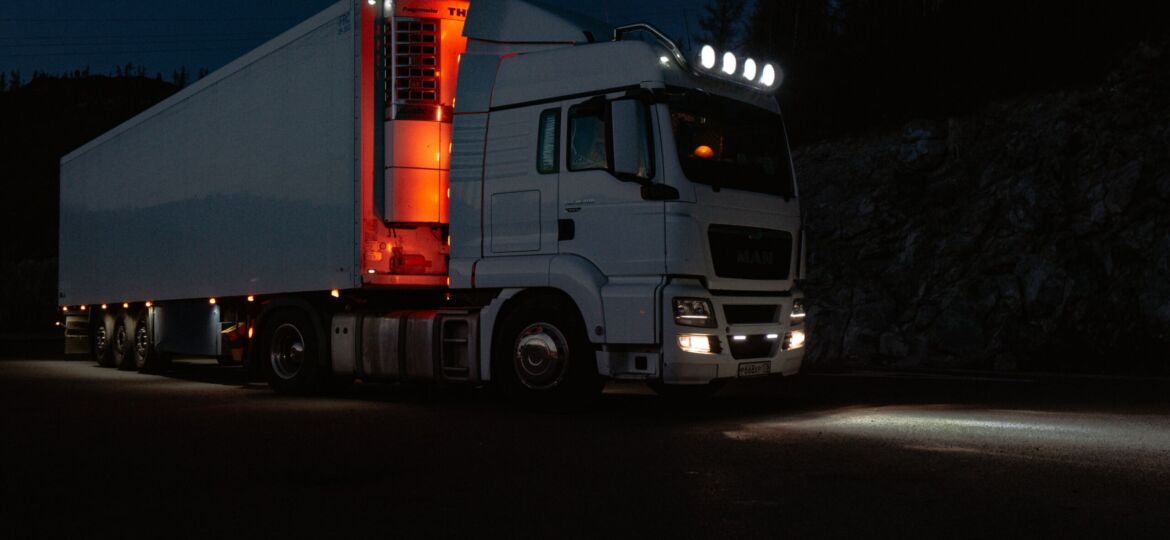 18-wheeler driving at night