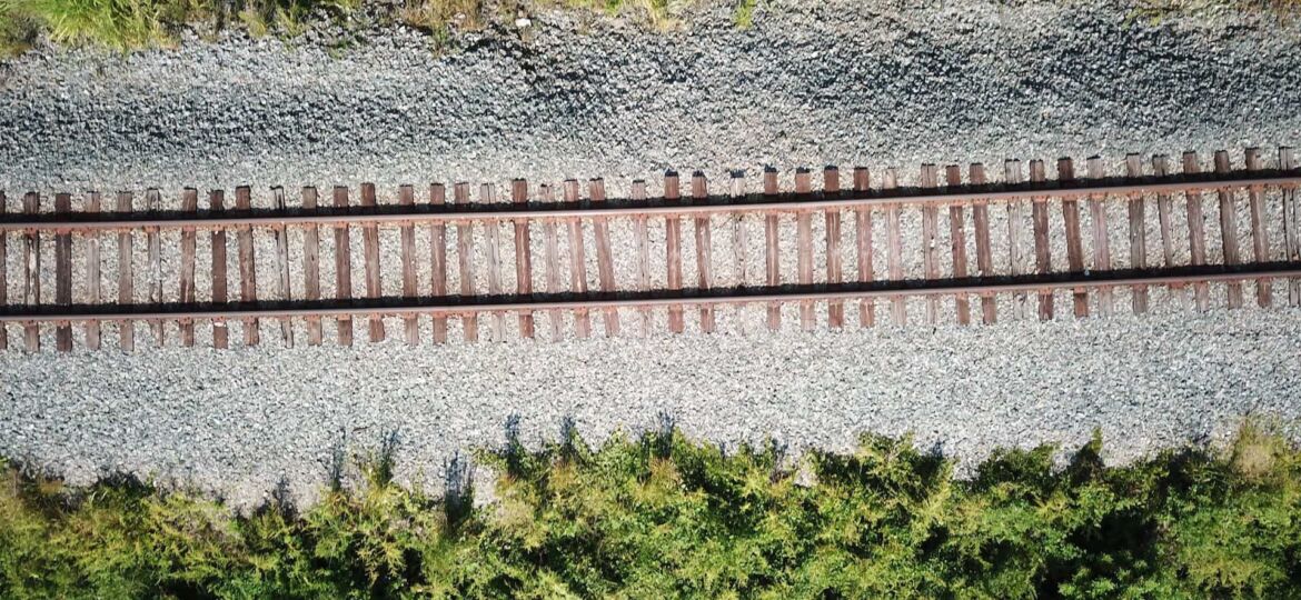 train tracks shown from above