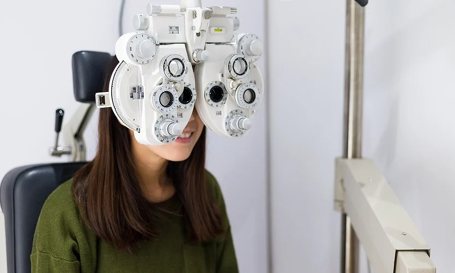 Woman having an eye exam