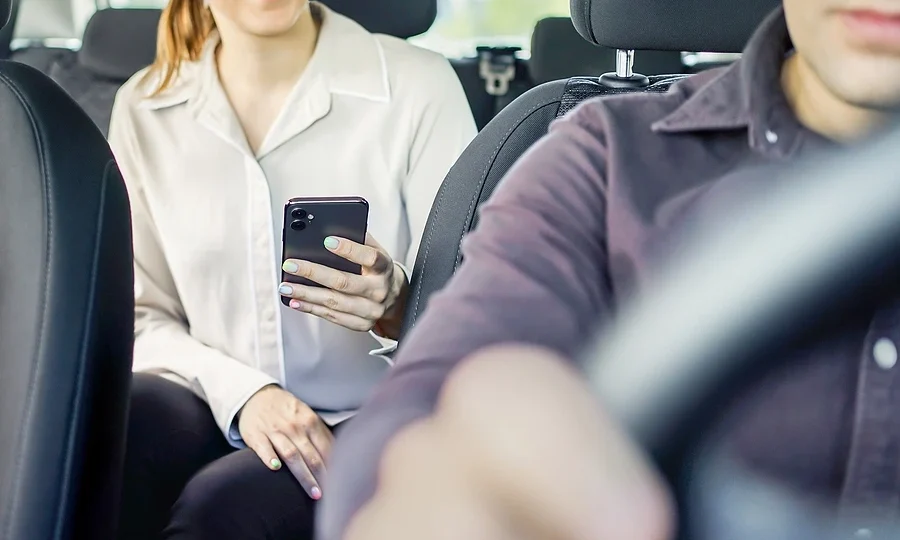 Rideshare passanger in car