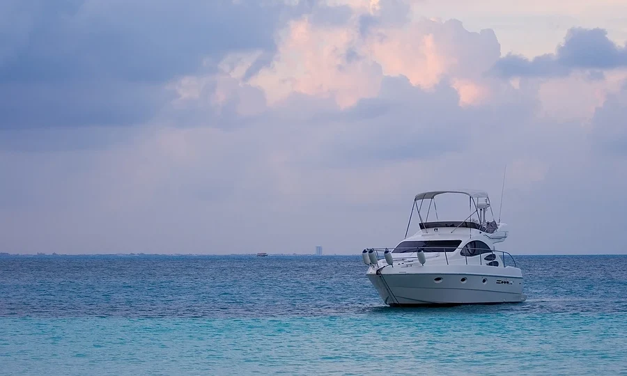 Boat anchored in open water